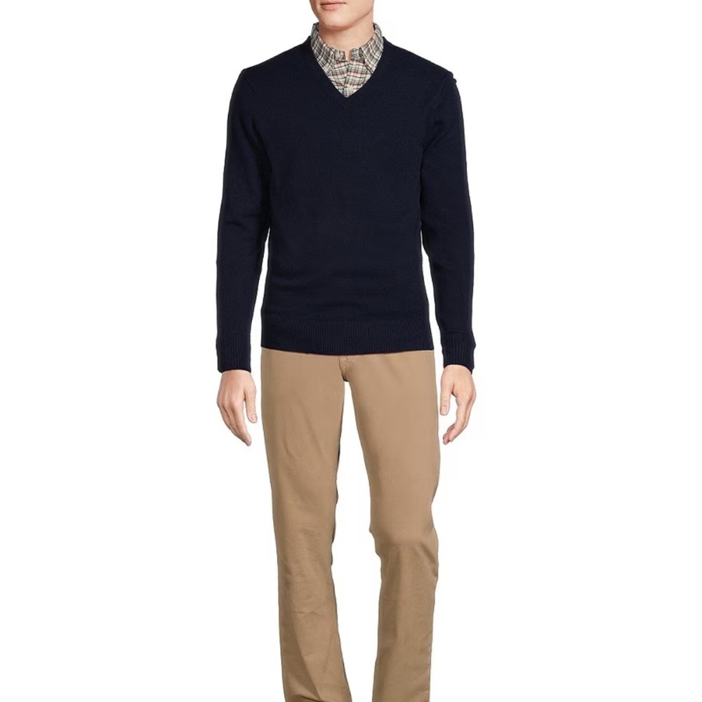 Cremieux cashmere sweater v neck blue medium